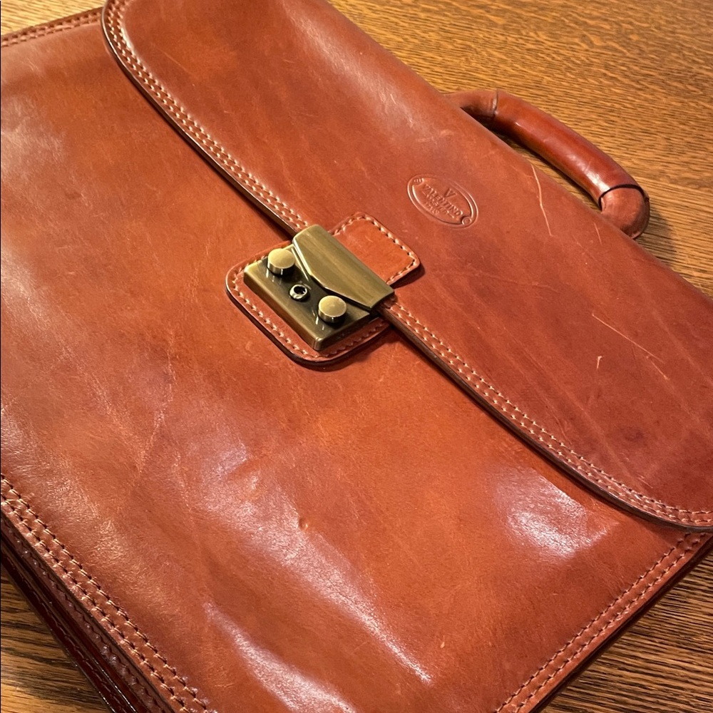 Valentino Rich Tan Leather Briefcase - Picture 11 of 12